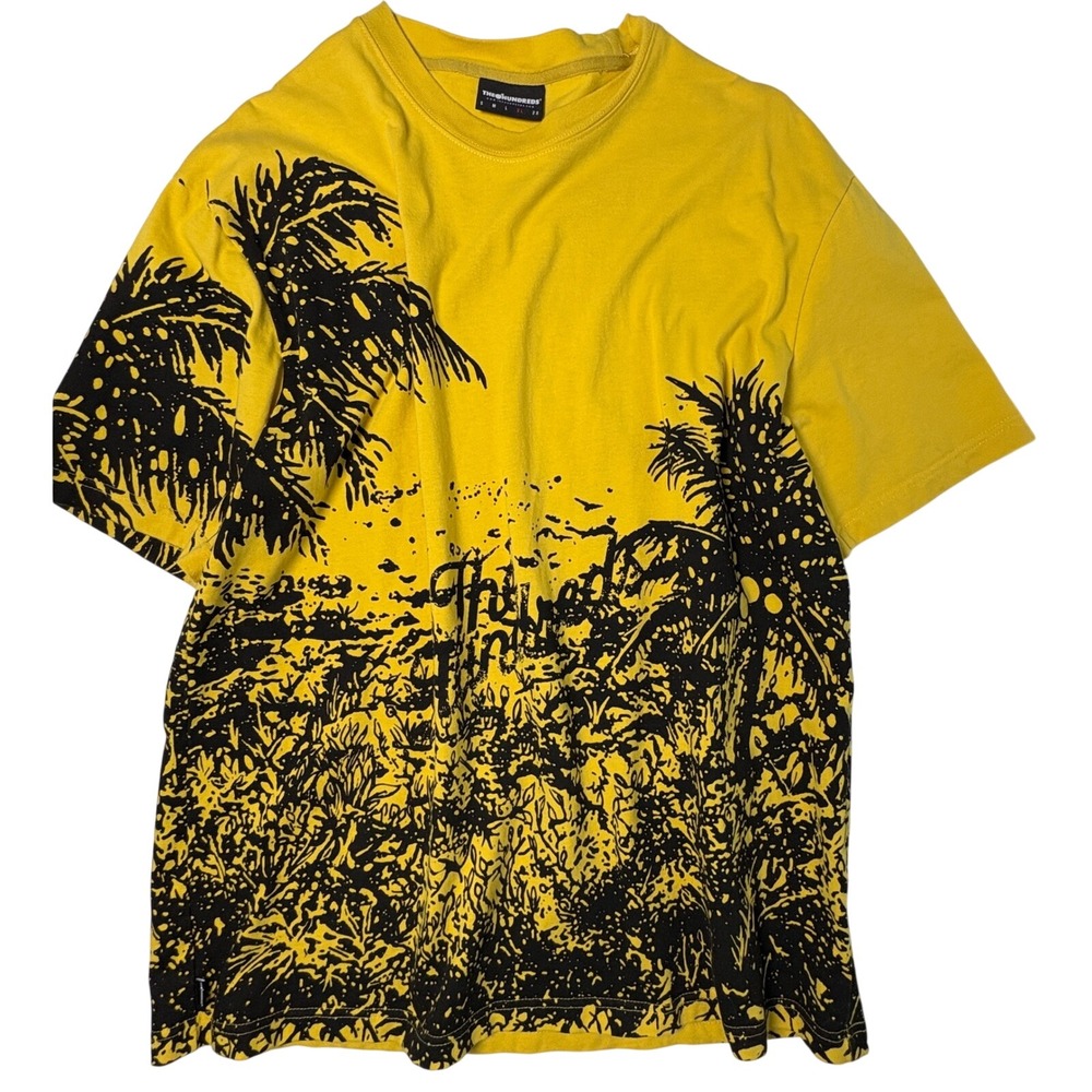 The Hundreds XL mens T-Shirt Yellow Black Palm Tree Graphic Streetwear Excellent